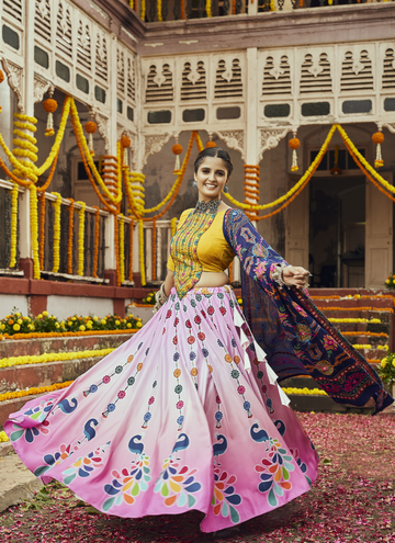 Digital Printed Muslin Cotton Navratri Garba Lehenga Choli